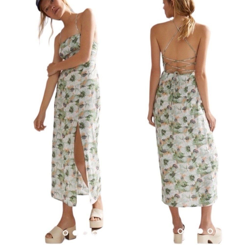 Anthropologie En Saison Square Neck Midi Dress Size XS Summer Vacation Resort